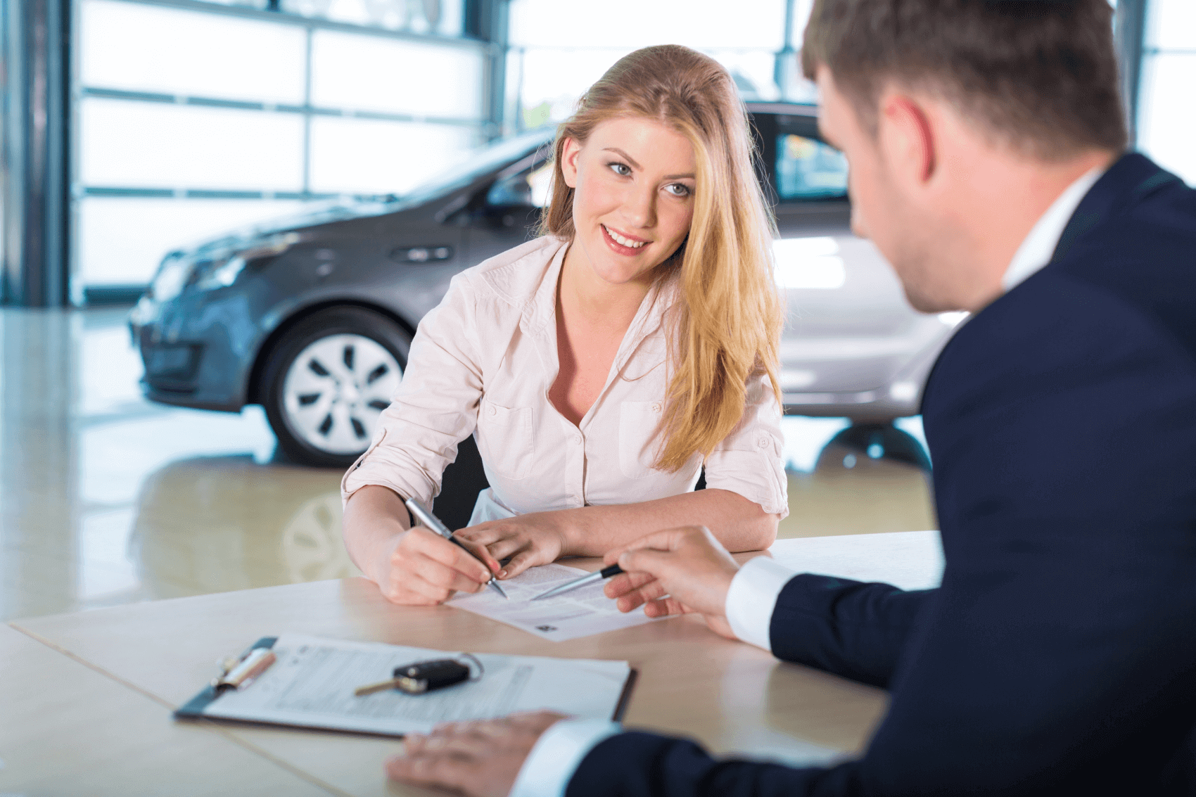 Woman Applying for Toyota Financing